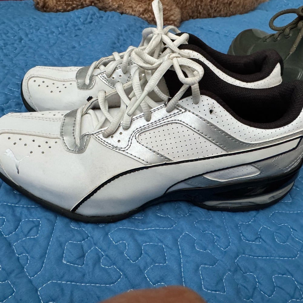 Puma Classic White and Silver Sneakers